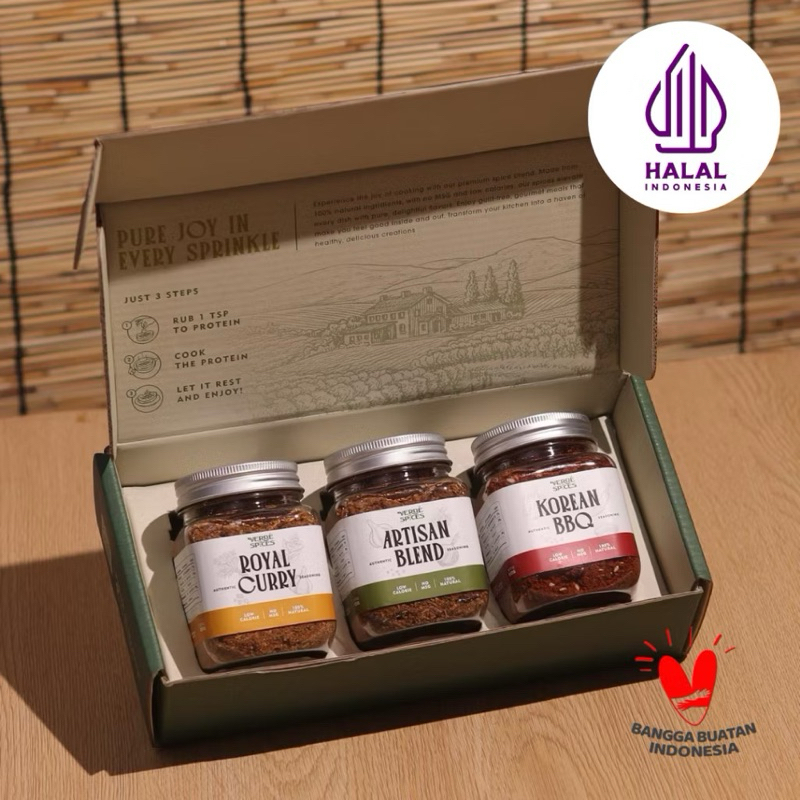 

Verde Spices DIET MIX 3-PACK [FREE Gift Box] Bumbu Marinasi Rendah Kalori Bubuk Dry Rub Serba Guna