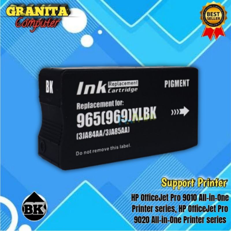 Catridge Tinta Compatible HP 965XL 965 XL Black Printer OfficeJet Pro 9010, 9012, 9013