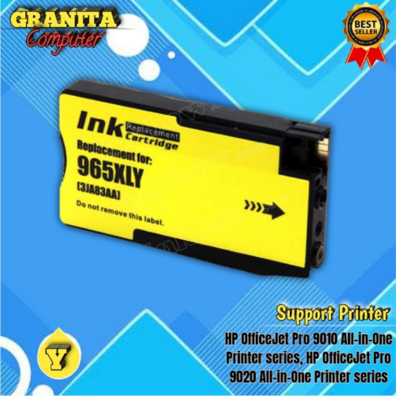 Catridge Tinta Compatible HP 965XL Yellow 965 XL Printer OfficeJet Pro 9010, 9012, 9013