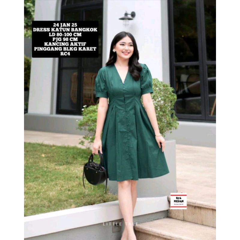 Dress Katun Linen Uniqlo Busui gaun tebal