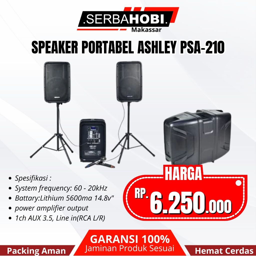 Speaker PORTABEL ASHLEY PSA-210 Satu Set Komplit Plus Stand