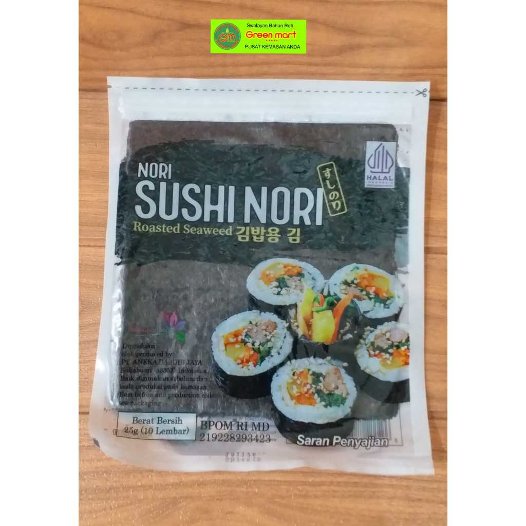 

Sushi Nori Roasted Seaweed Rumput Laut Panggang 25 Gram Isi 10 Lembar. 11955