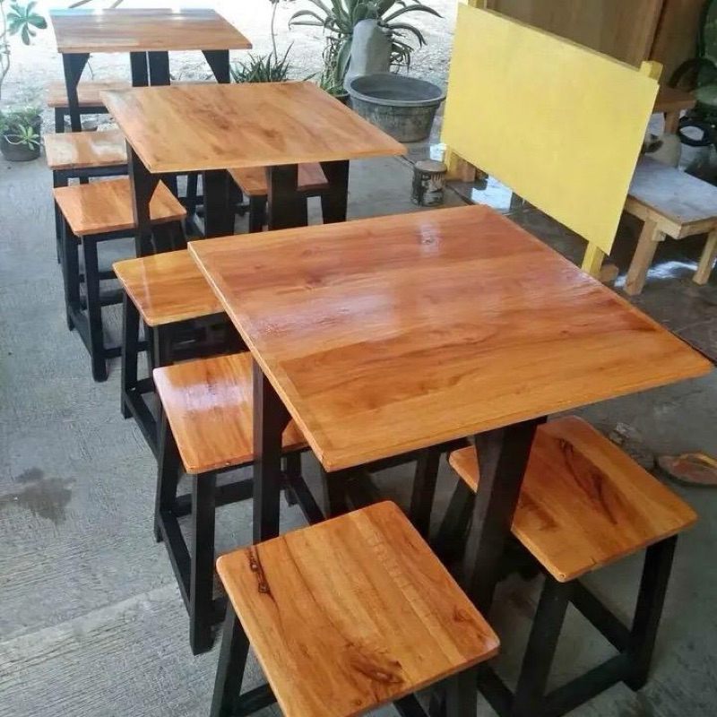 (Ready stok) 1 set Meja kursi Cafe Meja kursi restoran furniture meja dan kusi makan