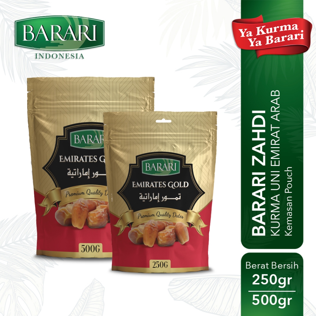 

BARARI Emirates Gold Pouch Kurma Emirat Premium Dates High Quality Tekstur Kering dan Lembut