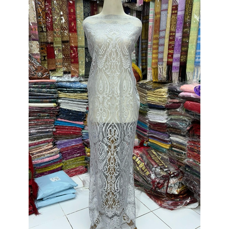 Kebaya semi prancis metalic warna SILVER