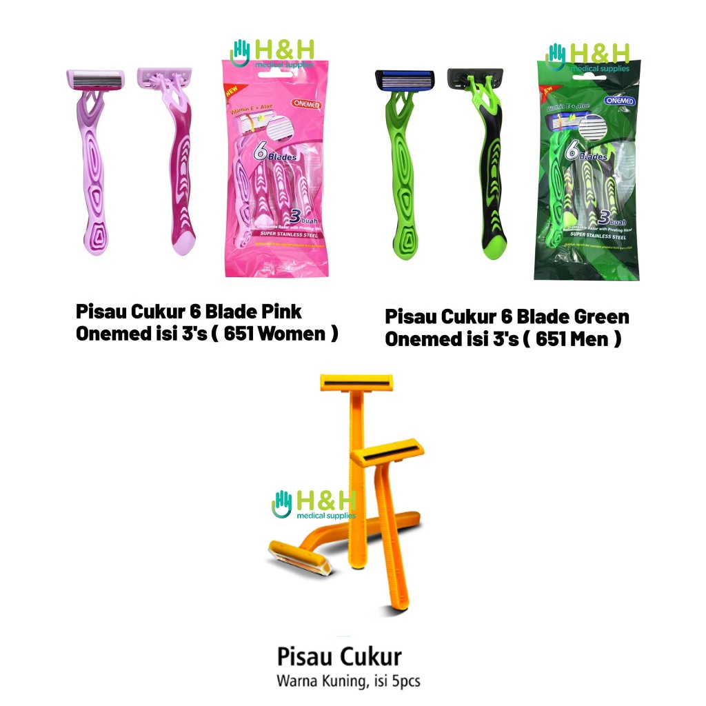 Pisau Cukur / Razor / Alat Cukur / Razor Blade Onemed Kuning / Pisau Cukur 6 Blade
