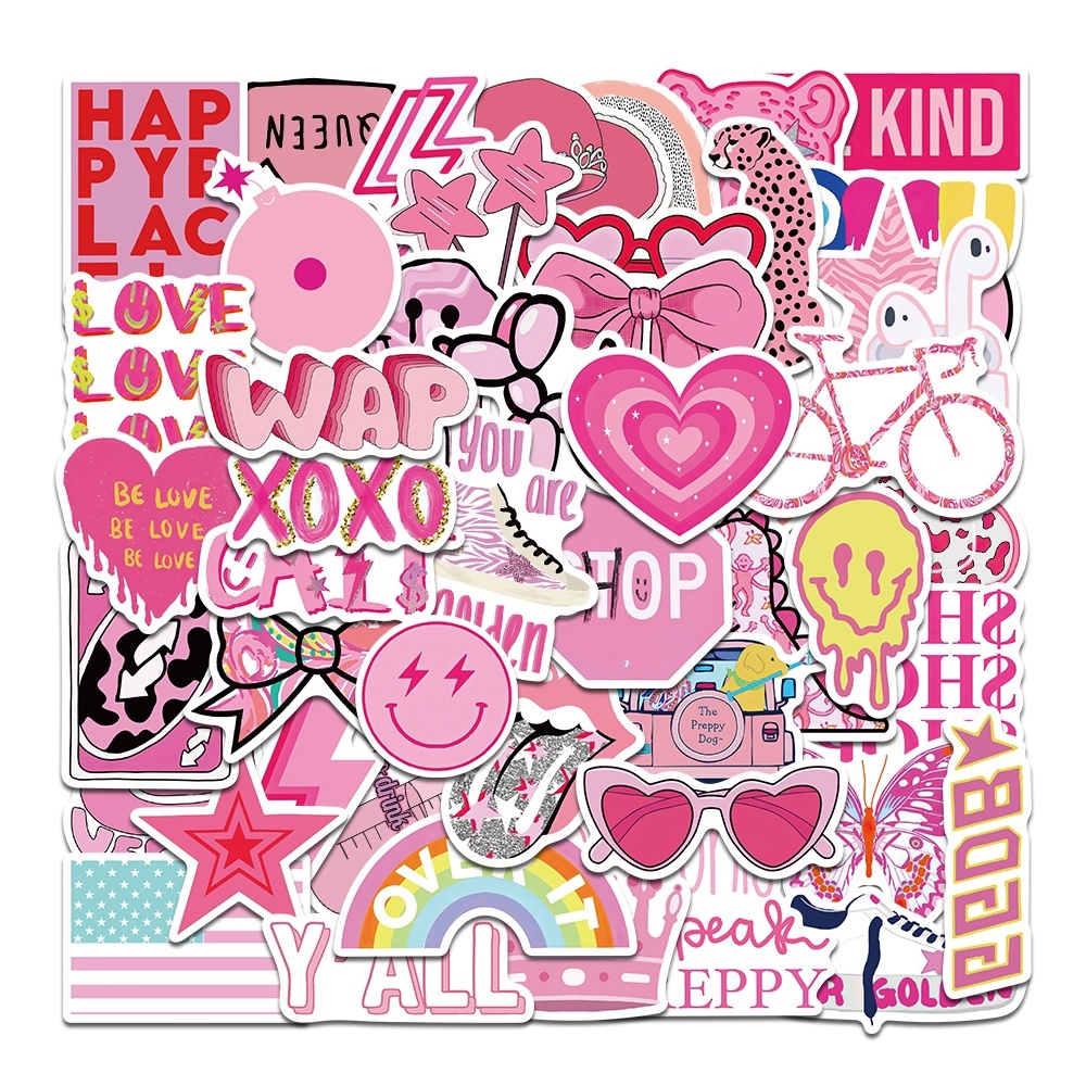 

Stiker Grafitty pink Paper Sticker WaterProof Premium lucuu isi 17 pcs