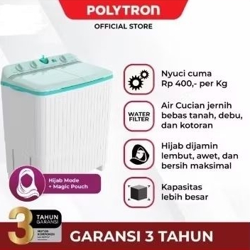 POLYTRON MESIN CUCI 2 TABUNG 7KG SERIES  PWM 7076 MESIN CUCI 7 Kg