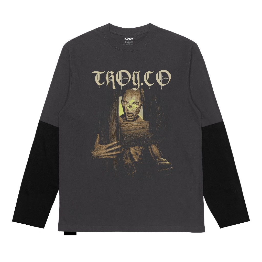 Troy Company Double Sleeve Longsleeve Tshirt Dark Grey Locked Zombie DS 2933