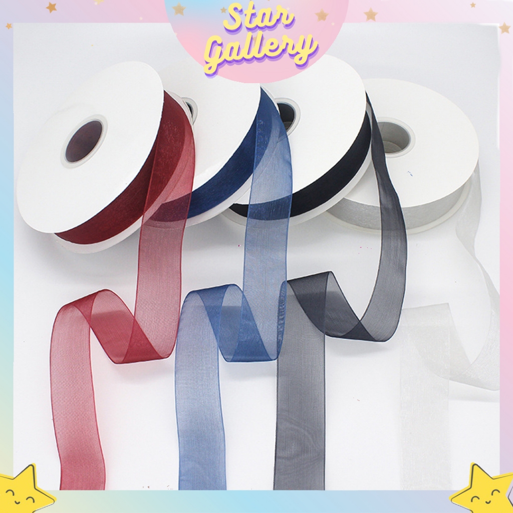 

(1 ROLL) Pita Roll Transparan Korean Ribbon Pita Organza Korean Buket Bunga PT10