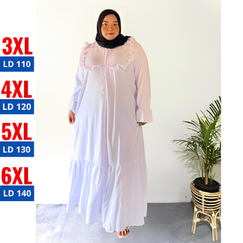 Garede - Baju Gamis Jumbo Polos Premium Mewah Syari Terbaru Abaya Putih LD 110 120 130 140