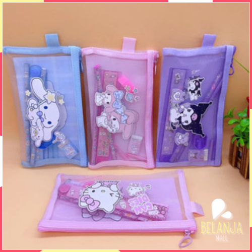 

belanjamall Whimsical Stationery Bundle / Set Alat Tulis 7 in 1 / Pouch Set Alat Tulis Ziplock / Paket Alat Tulis Motif Sanrio Y3433