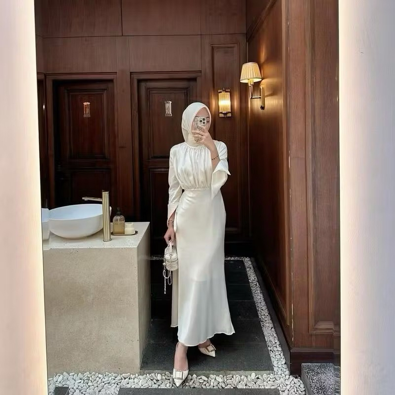 ZAKIA DRESS/DRESS BRIDESMAID HIJAB/DRESS BRIDESMAID WEDDING/DRESS SATIN MEWAH/DRESS SATIN KEKINIAN
