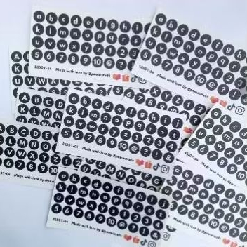 

[paww craft] Sticker Alphabet stiker huruf Soft hitam monokrom colored dots dot lembaran