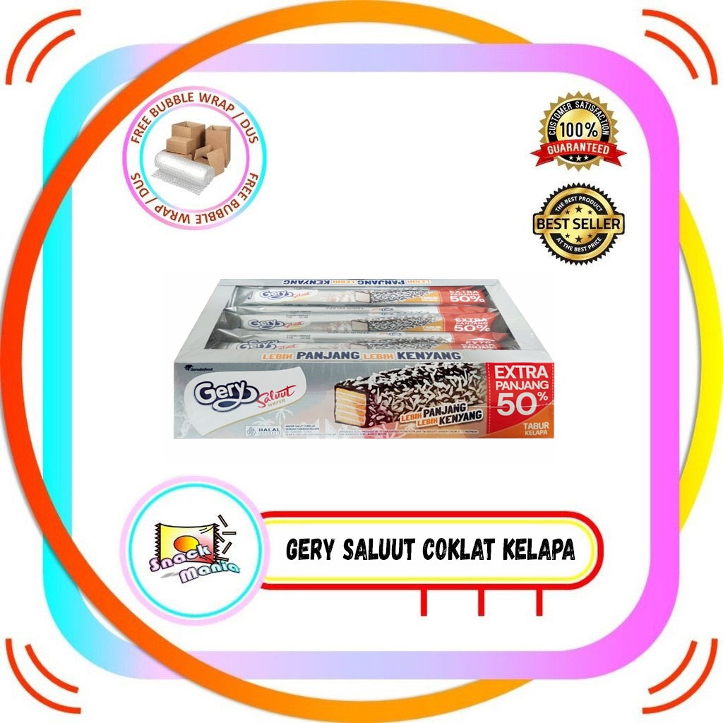 

Gery Saluut Wafer Cokelat Coklat Tabur Kelapa 17.5 gr x 12 pcs BOX Chocolate