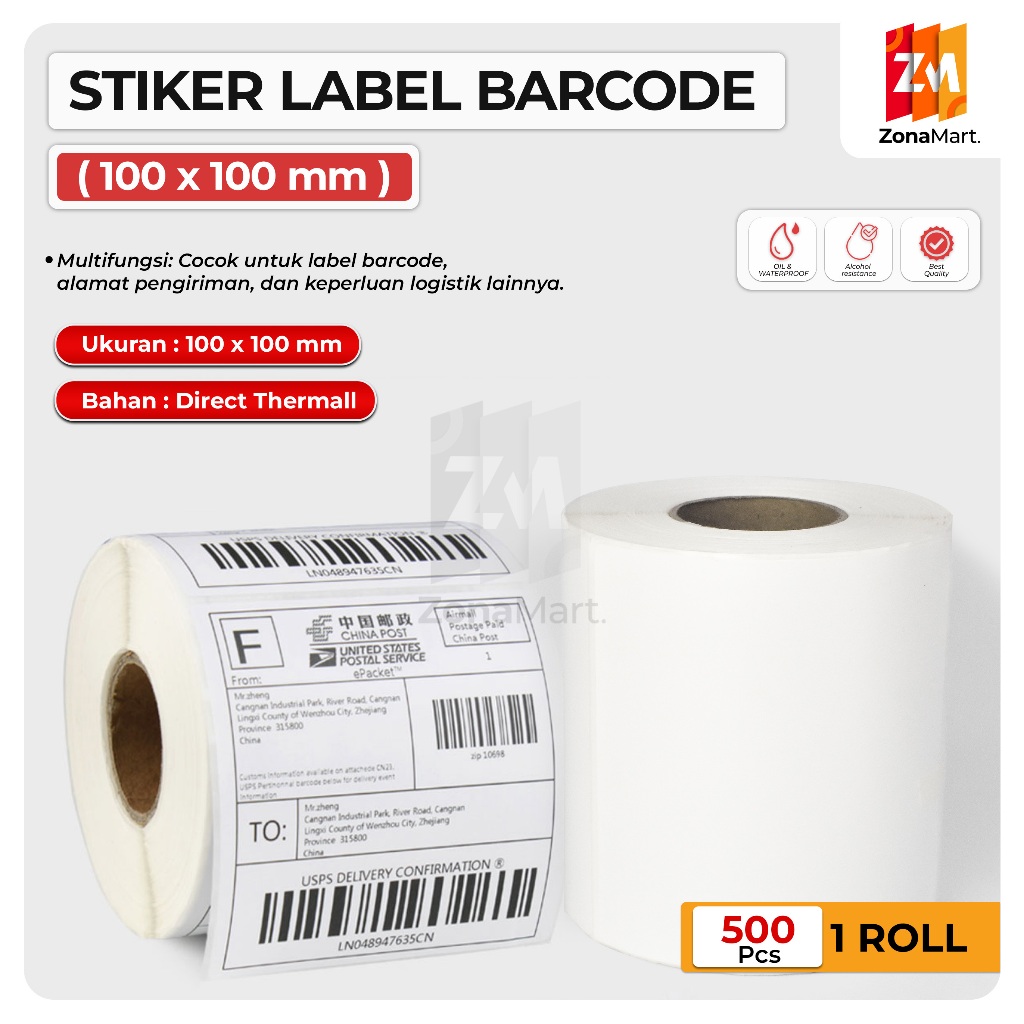 

LABEL STICKER THERMAL 100 X 100 BARCODE 100X100