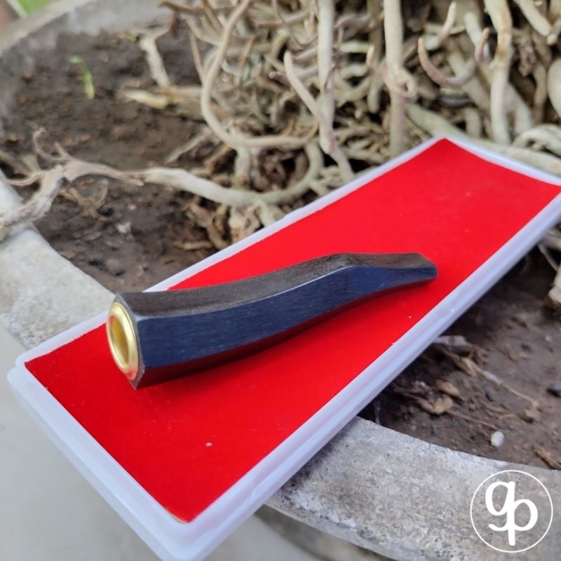 Pipa once / once cangklong / pipa rokok / padutan kayu kelor hitam segi enam