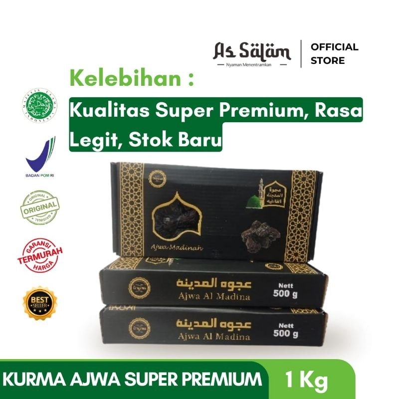 

Kurma Ajwa Kurma Nabi Grade Super Premium Manis , Legit , Stok Baru - 1 Kg