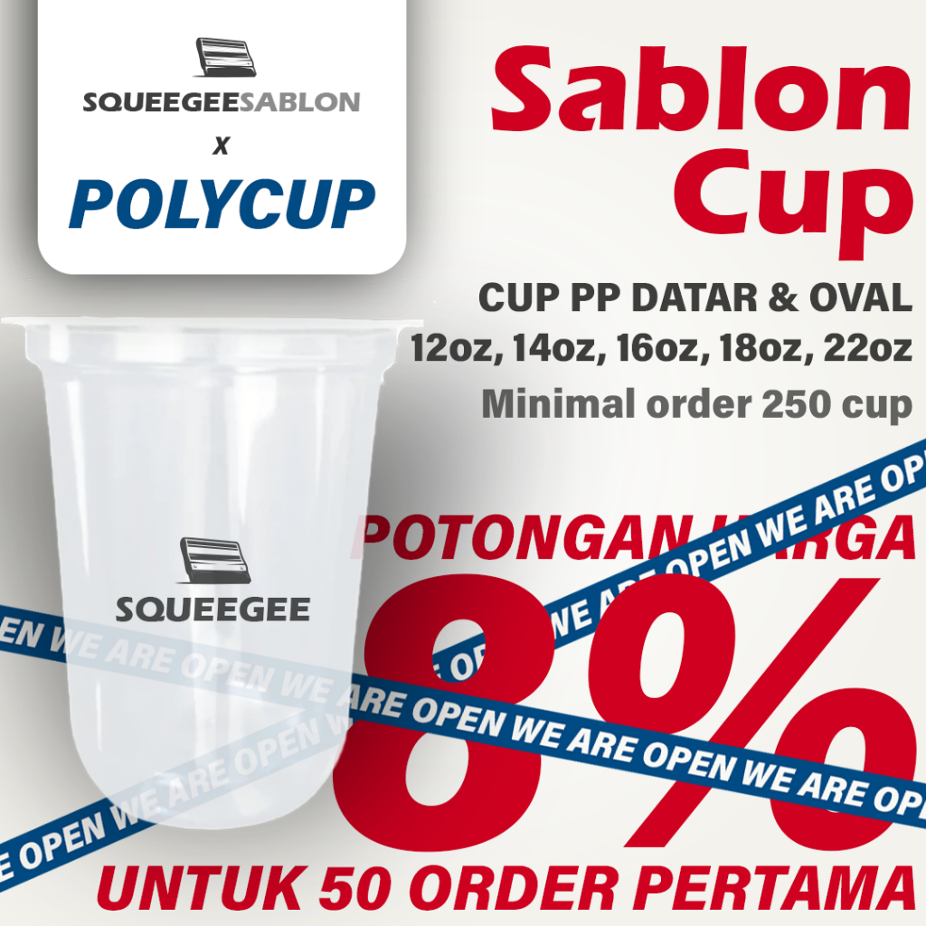 SABLON CUP PLASTIK (PP) POLYCUP DATAR OVAL 12OZ, 14OZ, 16OZ, 22OZ GELAS PLASTIK - SQUEEGEE