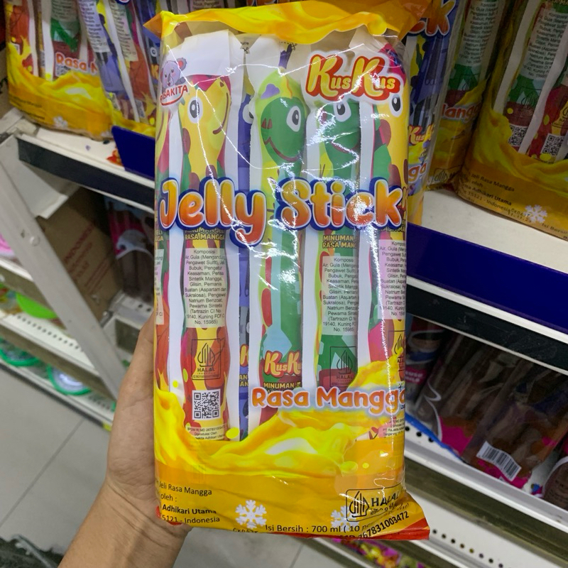 

ISI 10 Kus Kus Jelly Stick Rasa Mangga