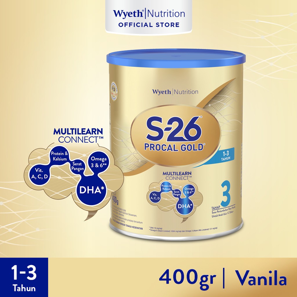 

S-26 Procal GOLD Tahap 3 Vanila Susu Pertumbuhan Anak Usia 1-3 Tahun, Kaleng 400 gr