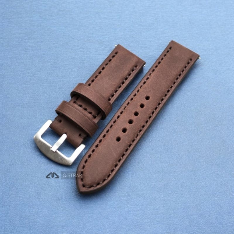 Strap jam tangan padded brown / tali jam tangan / tali kulit jam tangan /strap jam kulit asli / tali
