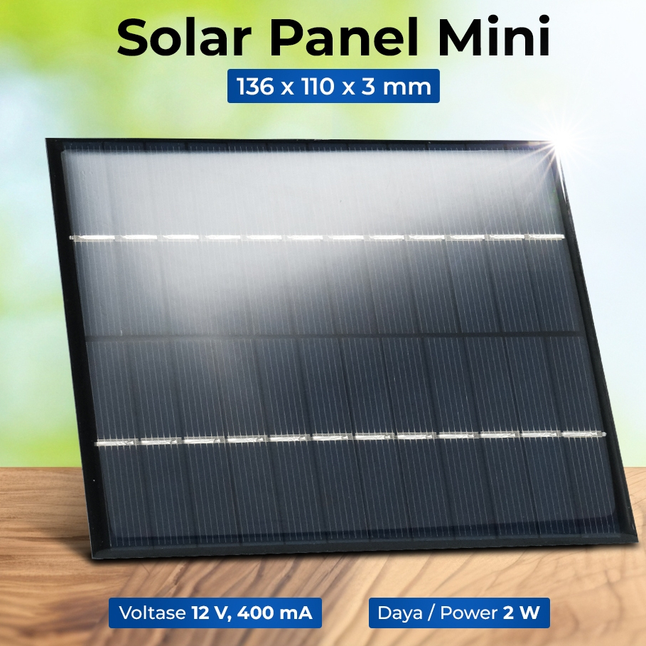 Solar Panel Mini Polycrystalline 12X11 CM 12 Volt 2 Watt / Panel Surya Mini 12V 2W Polycrystalline
