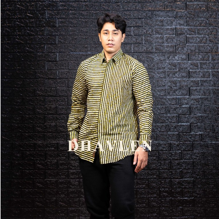 KEMEJA BATIK PRIA Lengan Panjang Reguler-Fitt Premium Lurik Retakan