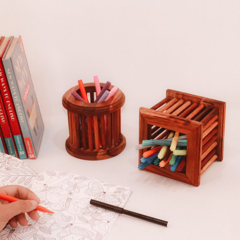 

Tempat Pensil | Penstand Desk Organizer | Tempat Pensil Kayu | Souvernir tempat Pensil