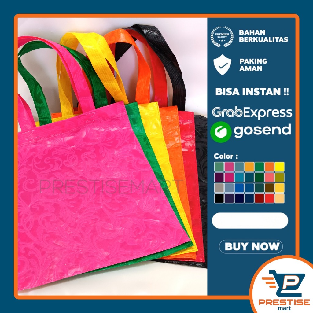

[PER LUSIN] TAS HANDLE SPUNBOND EMBOSS- bag parcel souvenir aksesoris drawstring sarung silk goodie bag