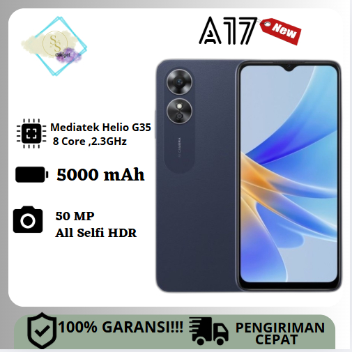 OPPO A17 RAM 6/128GB FULLSET BERGARANSI 12 BULAN