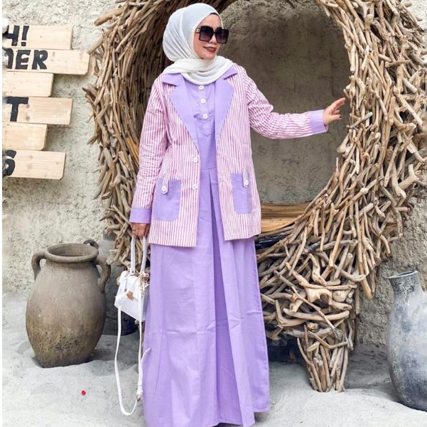Nie Outfit One Set Blazer Wanita Dress Gamis