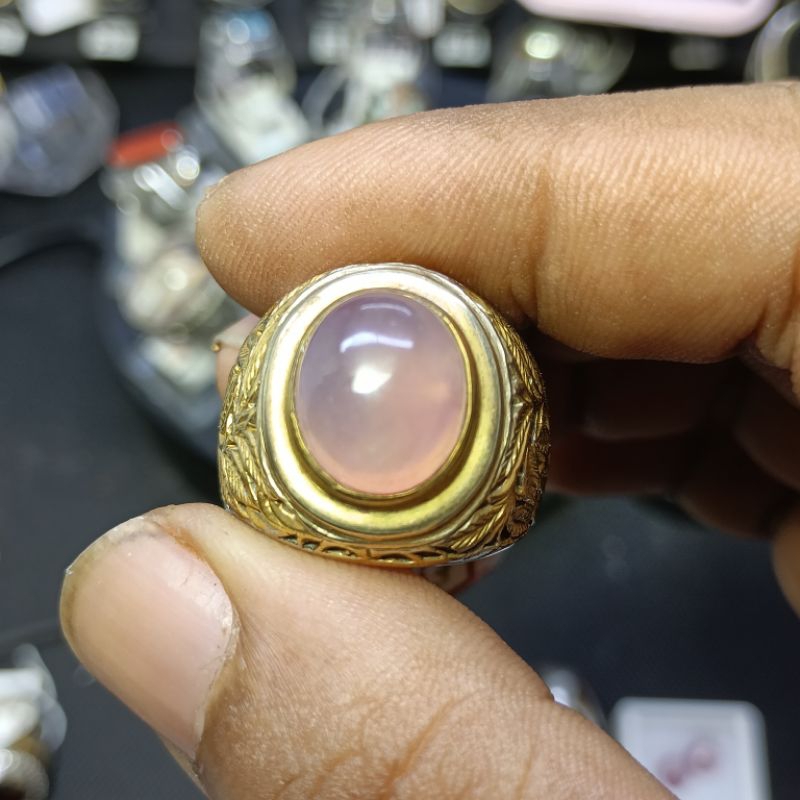 Cincin pria Original batu Giok birma ring perak chrom gold