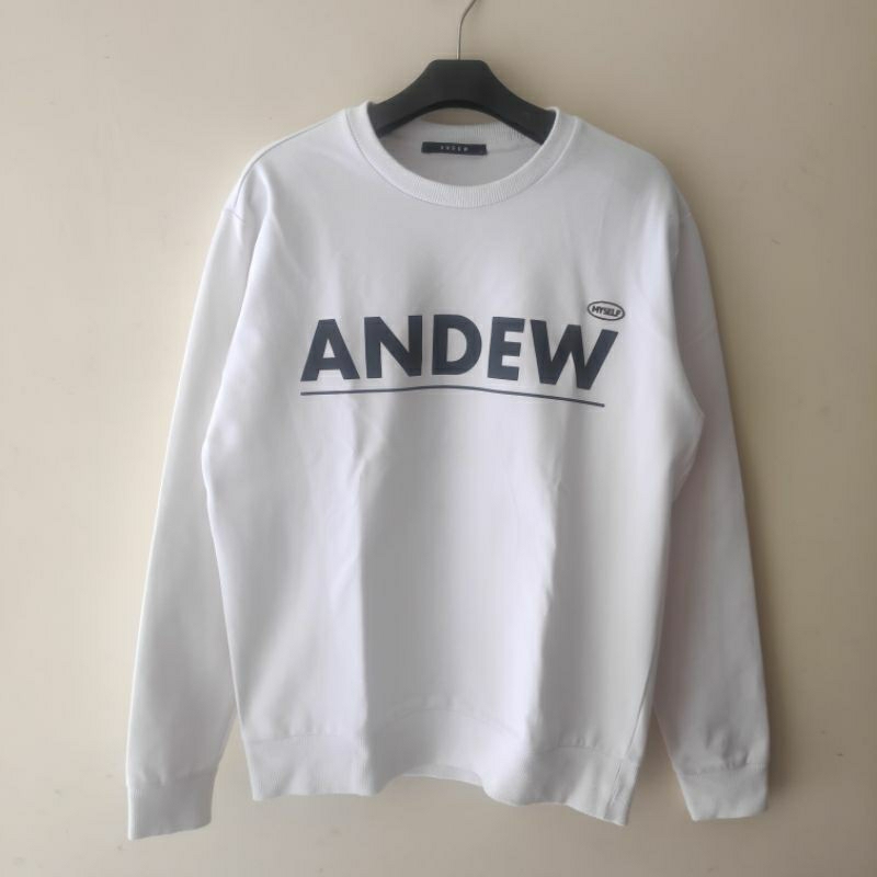 CREWNECK COTTON TEBAL ANDEW WHITE BERSIH