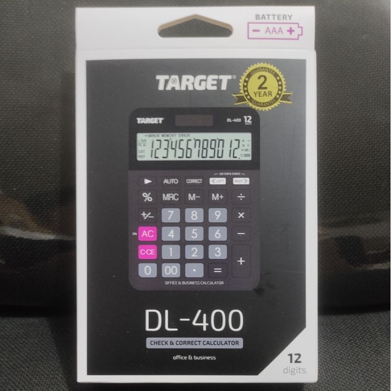 

Kalkulator 12 Digit Cek Ulang Baterai A3 AAA Target DL 400 Hitam ORI