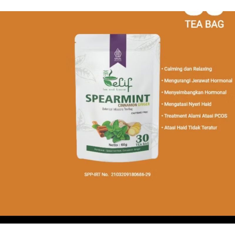 

Spearmint Cinnamon Ginger TeaKomposisi : Spearmint leaf, Cinnamon & Ginger 2g x 30 Tea Bag