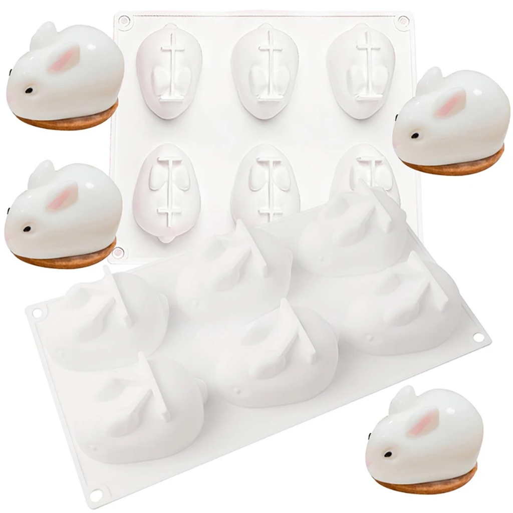 Silikon Cetakan Puding Kelinci 3D / kue Kelinci Cetakan / Cetakan Agar-agar / Mousse Cake Coklat / c