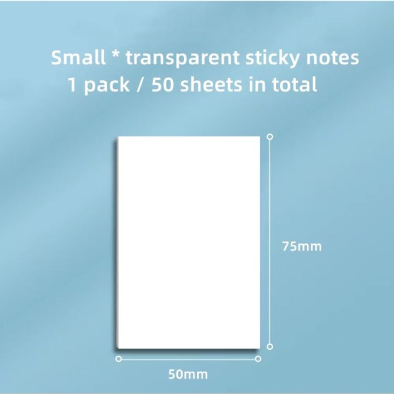 

Sticky Note / Memo Tempel Transparan Waterproof Ukuran 50x75 Isi 50 Sheet