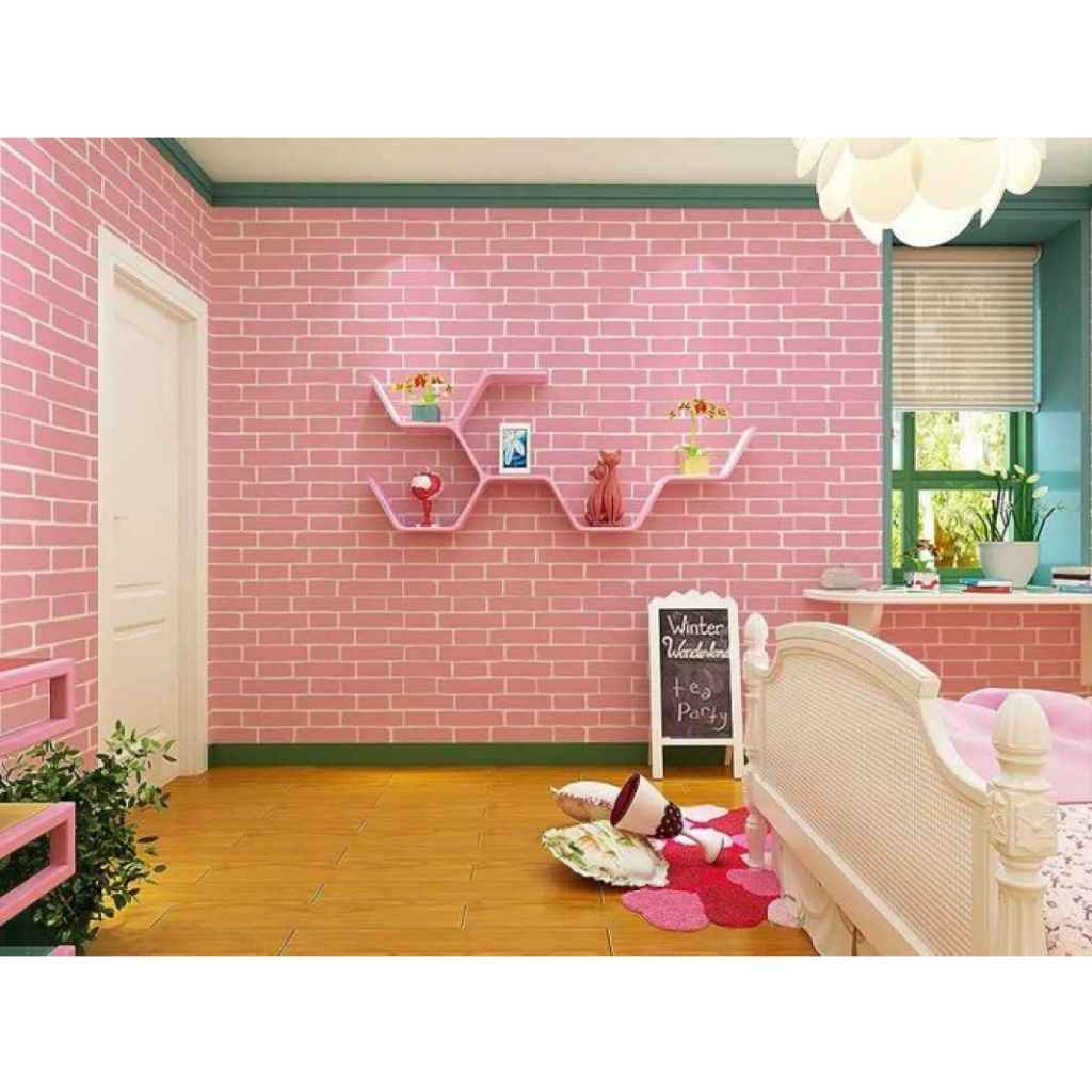 Stok Baru WALLPAPER STIKER DINDING MOTIF BATA PINK