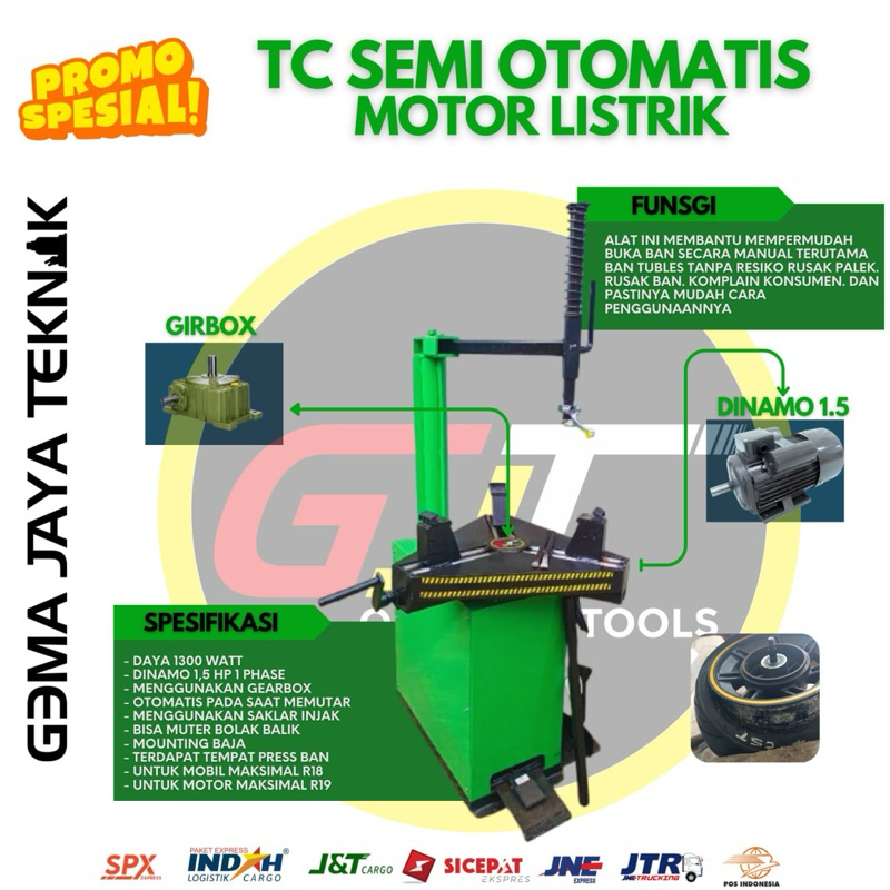 Tyre Changer Mobil Motor Semi Otomatis Alat Buka Pasang Ban Mobil Motor Dinamo