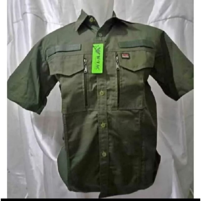 Size jumbo KEMEJA TACTICAL SAKU W-TAC Lengan pendek bahan american drill