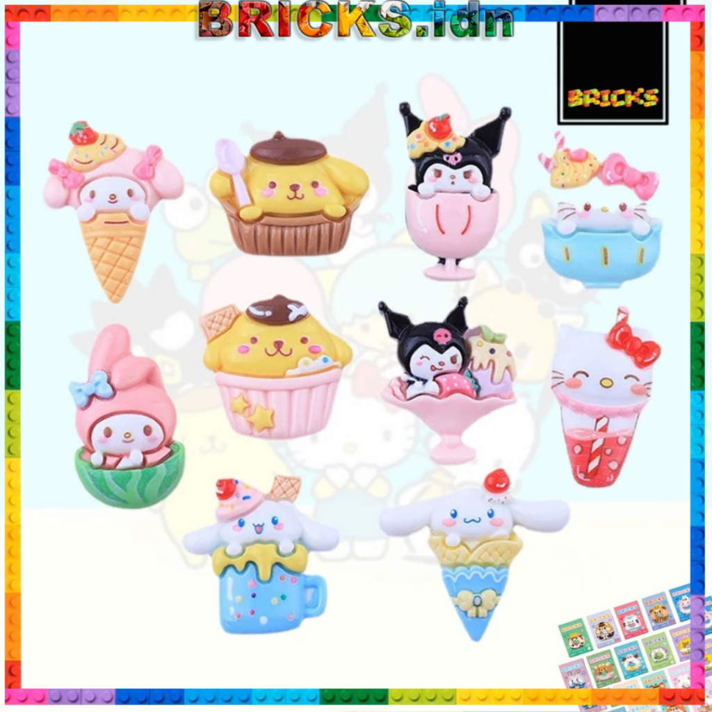 

Stiker 3D Sanrio DIY Ice Cream Lucu Karakter Resin Clay Sanrio Aksesoris Dekor Dompet