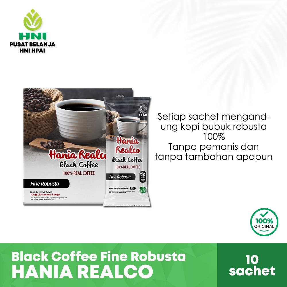 

HNI Hania Realco Black Coffee Fine Robusta 10 sachet Kopi Hitam Robusta