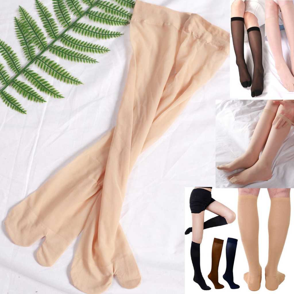Stoking Jempol Wanita Selutut Hitam Cream Kaos Kaki Stocking  Cewek Tipis Transparan  Nylon Musim Pa