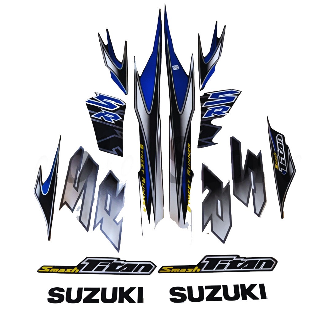 Stiker Striping Suzuki Smash 110 R Titan SR 2010 - 2011 Hitam Biru List Body Motor Smash 110
