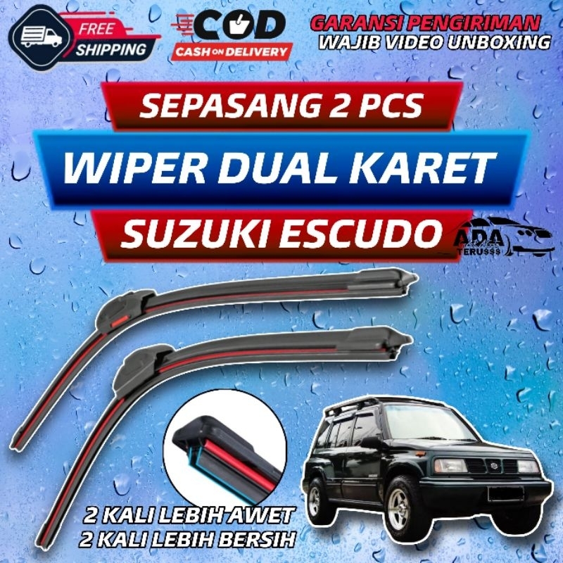 Wiper Dual Karet Suzuki Escudo 1.6/2.0 Sepasang 2 Pcs Double Performance Wiper Kaca Mobil Suzuki Esc