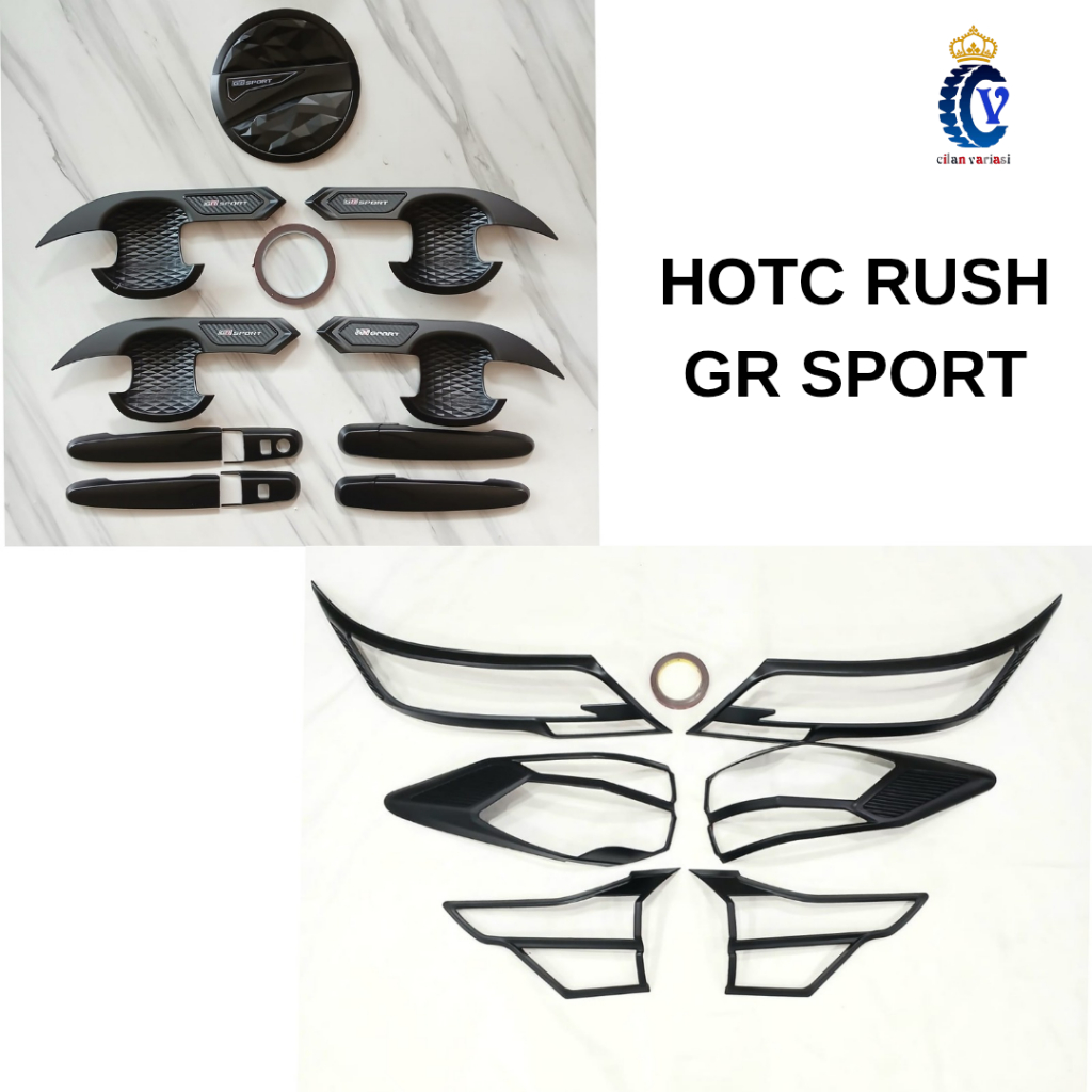 Garnish Lampu Cover Handle Outer Pintu Tutup Tangki Mobil Rush Gr Sport Hitam