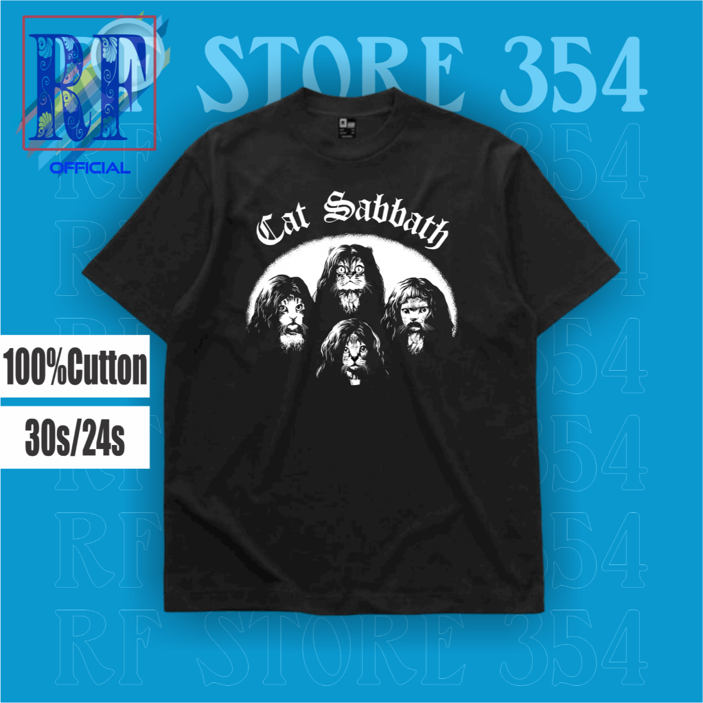 KAOS CAT SABBATH RAP TEE TSHIRT OVERSIZE BLACK SABBATH PARODI BAND ROCK METAL | T-SHIRT BAJU HITAM O