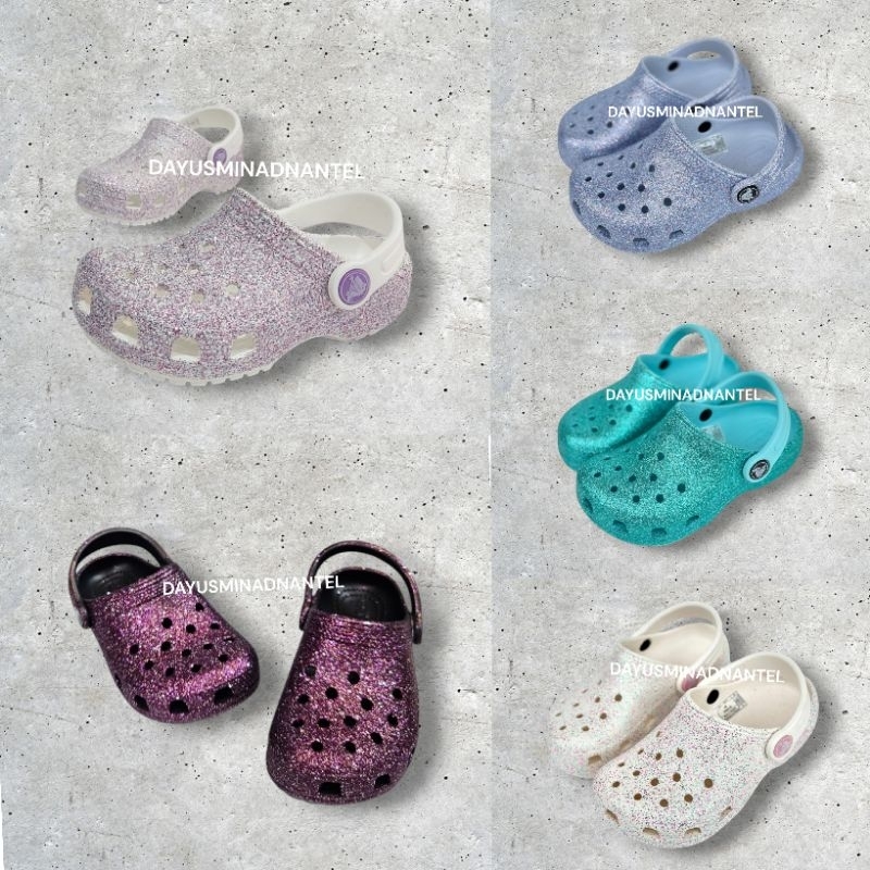 Sendal Anak / Crocs Kids / Sendal Crocs Classic Glitter / Sendal  Crocs Anak Perempuan