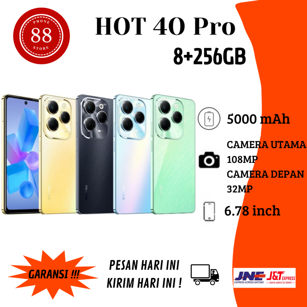 HP Infinix HOT 40 pro RAM 8GB/256GB Smartphone BISA COD BISA cicilan